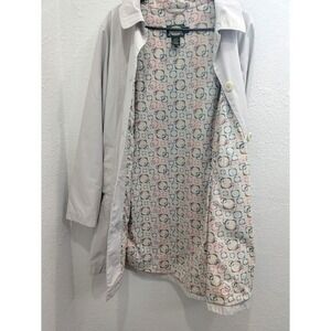 Vintage VGC Cabela's Woman Trench Coat Raincoat Tan Mod Lining Size M REG Y2K